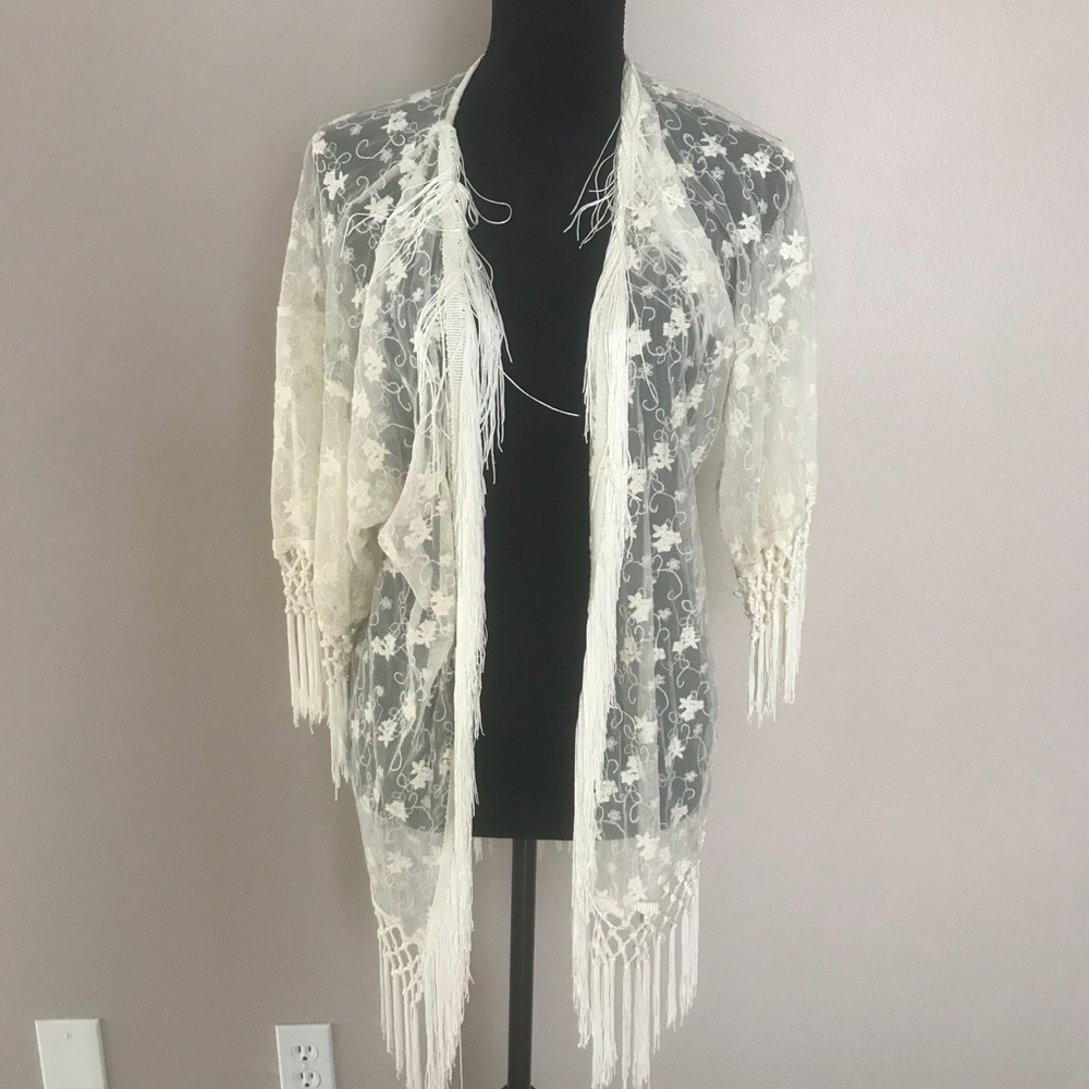 Vintage festival fringe cardigan